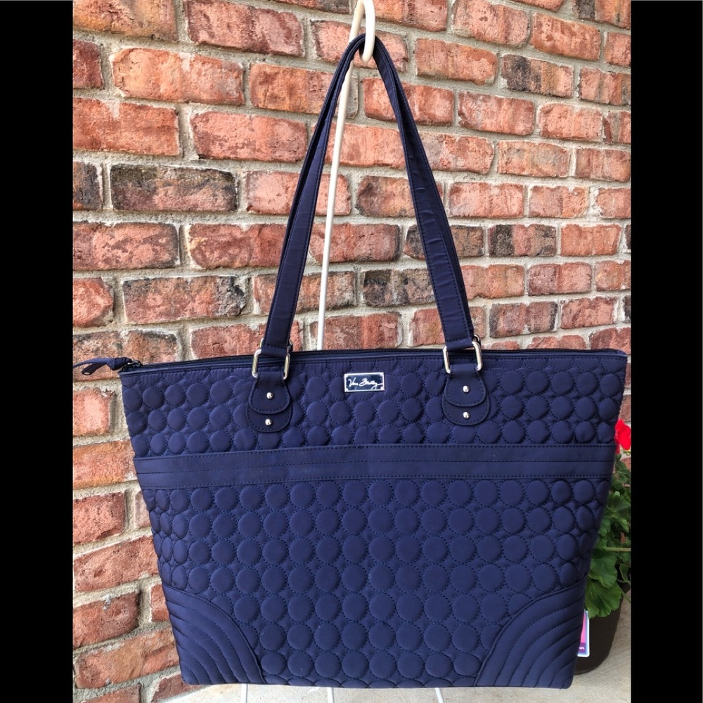Vera Bradley Quilted Blue Microfiber Diaper Tote